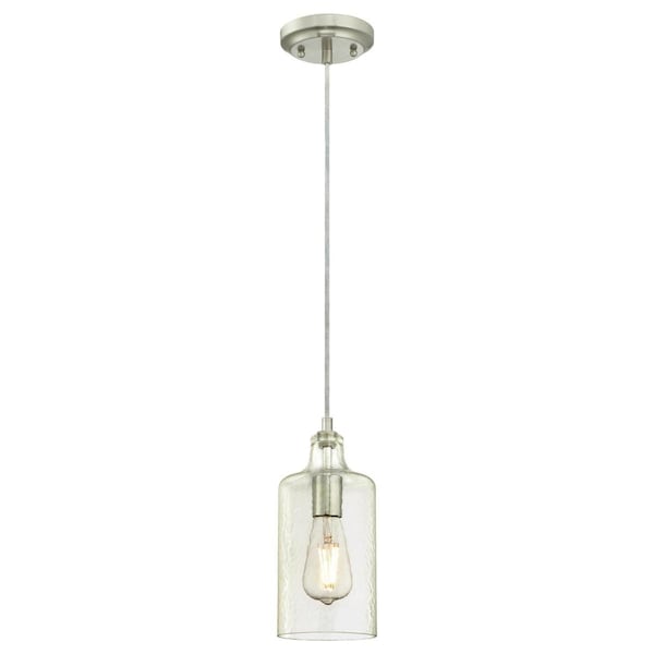 Westinghouse Pendant 60W Mini Carmen, Brushed Nickel Clear, Textured Glass 6329000 - main